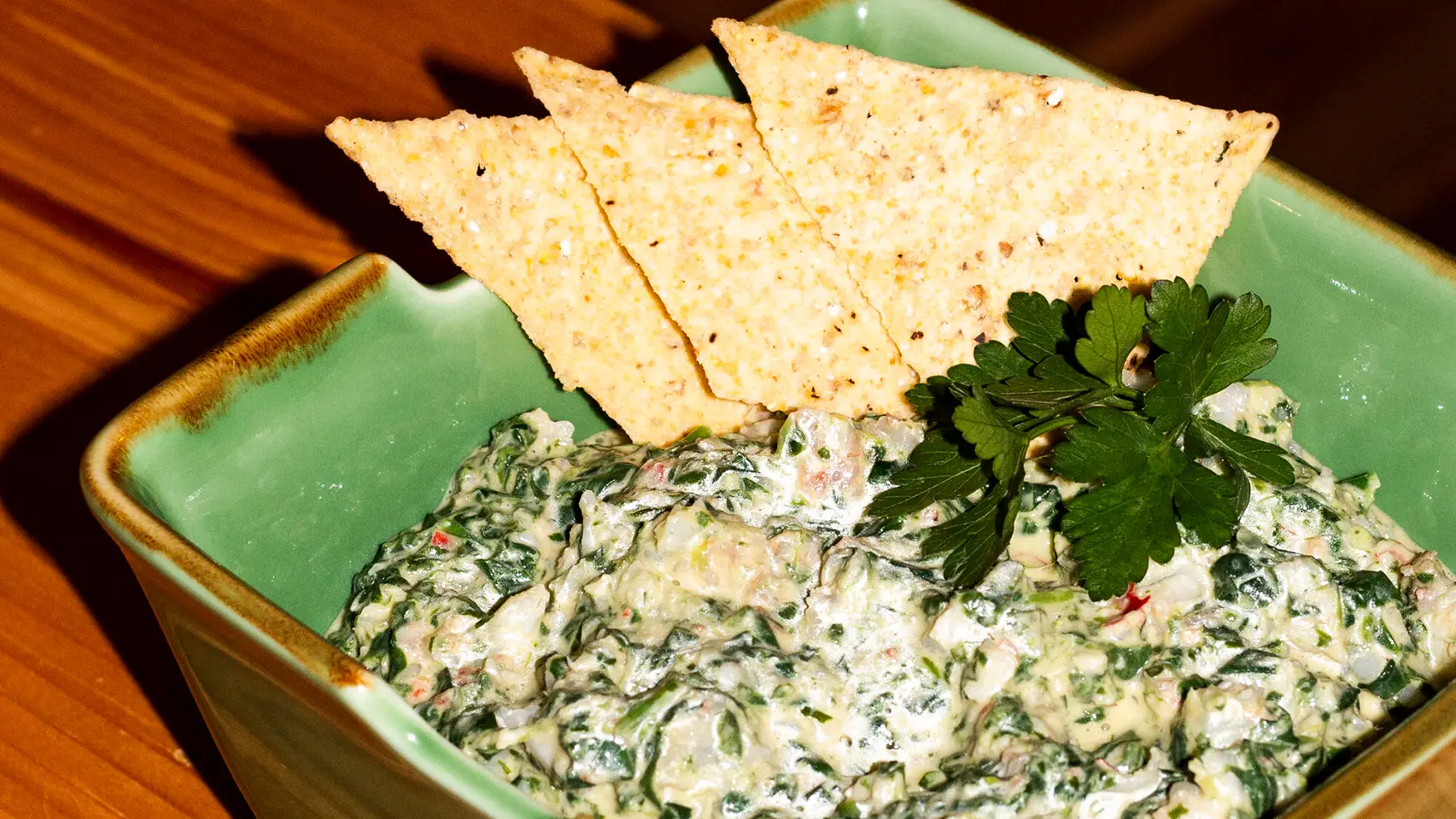 Creamy goat cheese spinach shrimp dip