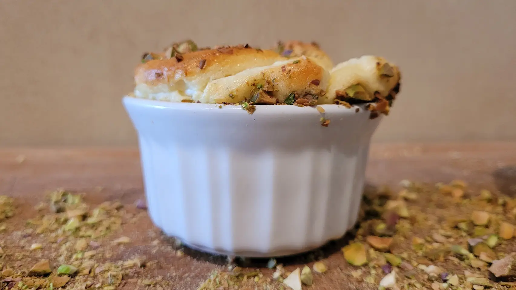 Goat cheese pistachio souffle