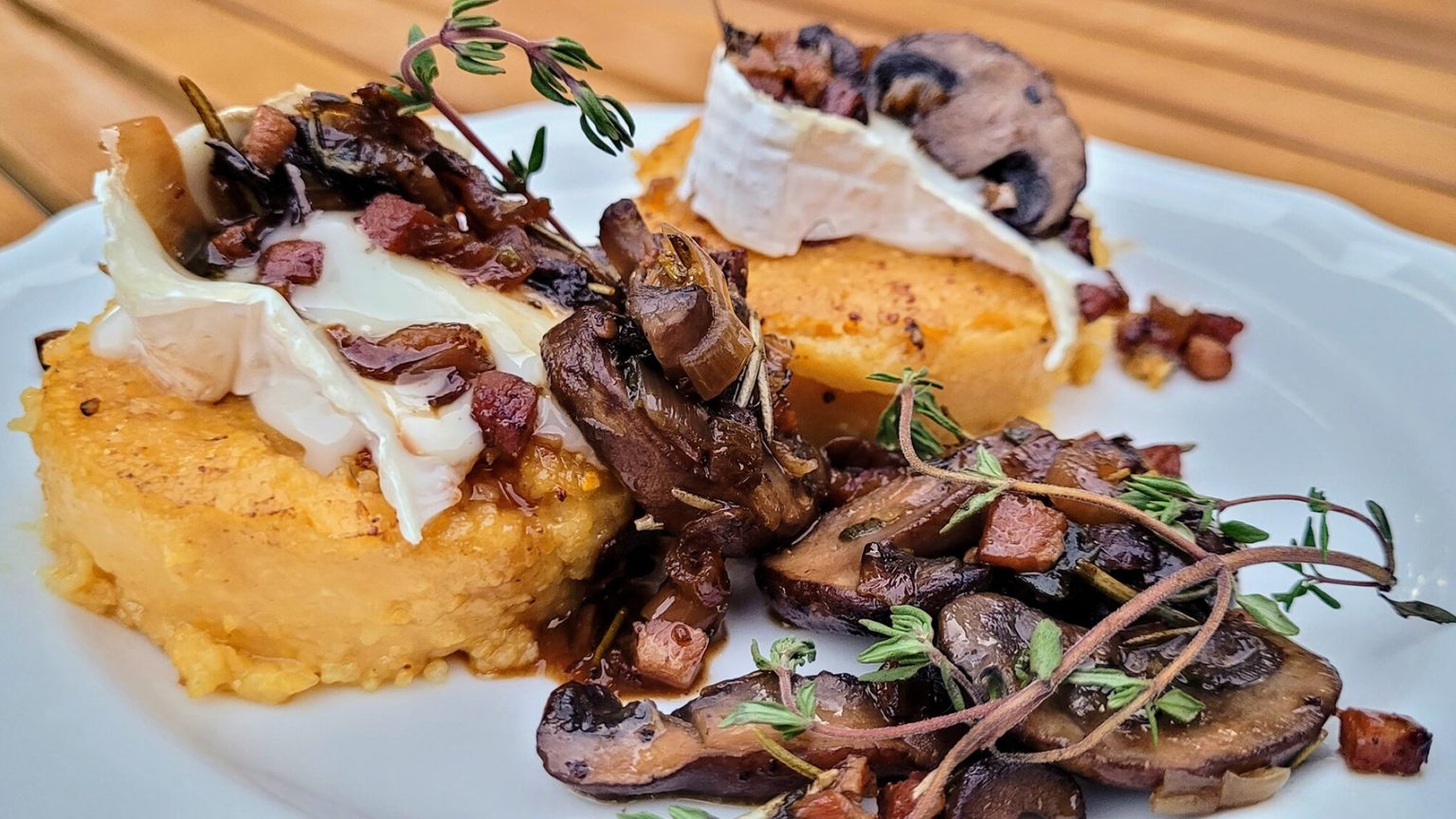 Mushroom Goat Cheese Polenta Cake FireFly Farms
